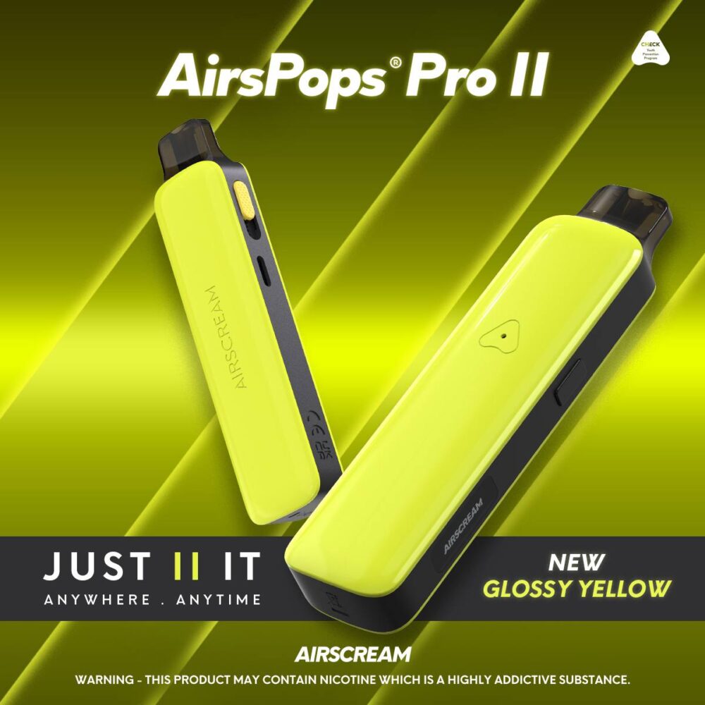 AirsPops Pro II-黃色 Airscream Airspops Pro II 英國品牌 氣泡2 pro2代 1000mAh 可調瓦數